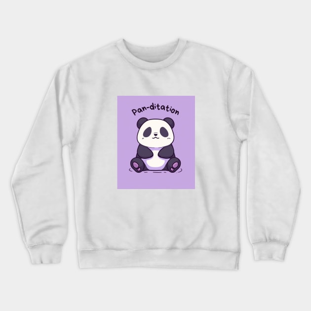 Kawaii Cute Yoga Meditating Panda Crewneck Sweatshirt by AdaMazingDesign